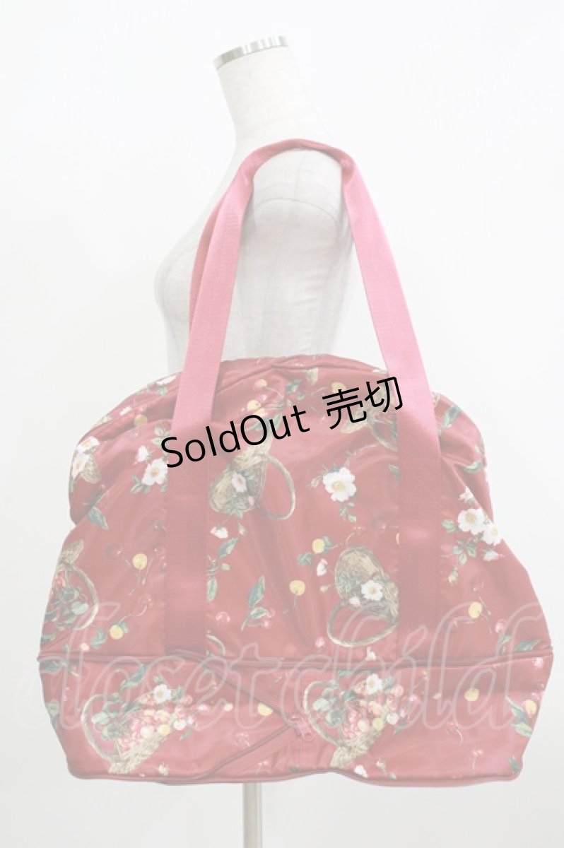 画像1: PINK HOUSE / 野ばらとチェリー柄ボストンバッグ  レッド H-25-12-09-055-LO-BG-NS-ZH (1)