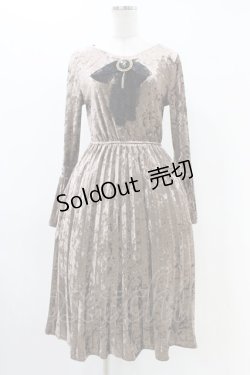 画像1: MARBLE / アンティークブローチ付きベルスリーブワンピース  スモーキーベージュ H-25-12-09-1034-GO-OP-KB-ZH