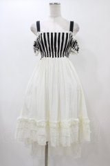 Dangerous nude / ストライプ切替ガーゼワンピース  アイボリー H-25-12-09-1038-PU-OP-KB-ZH