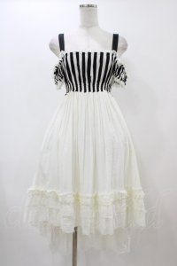 Dangerous nude / ストライプ切替ガーゼワンピース  アイボリー H-25-12-09-1038-PU-OP-KB-ZH