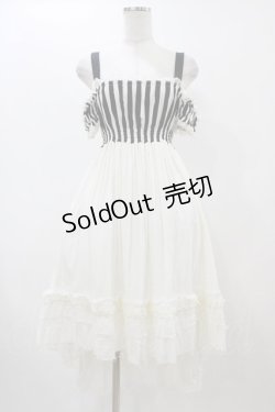 画像1: Dangerous nude / ストライプ切替ガーゼワンピース  アイボリー H-25-12-09-1038-PU-OP-KB-ZH