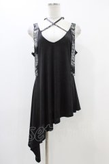 Qutie Frash / 肩ベルトアシメチュニック  黒 H-25-12-09-1041-QU-TO-KB-ZH