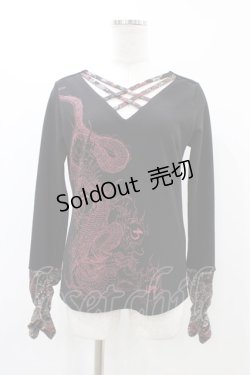 画像1: Qutie Frash / クロスインナーT  黒×赤 H-25-12-09-1047-QU-TO-KB-ZH