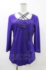 Ozz Croce / クロスネックカットソー  紫 H-25-12-09-1049-OO-TO-KB-ZH