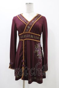 Ozz oneste / 和チャイナチュニックトップス  ボルドー H-25-12-09-1050-OO-TO-KB-ZH