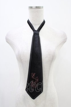 画像1: Ozz Croce / ベロア刺繍ネクタイ  黒 H-25-12-09-1009-OO-ZA-KB-ZH