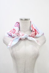 MILK / Patch girlスカーフ  サックスベース×ビビットピンク H-25-12-09-1002-ML-ZA-KB-ZH