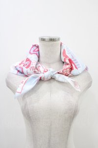 MILK / Patch girlスカーフ  サックスベース×ビビットピンク H-25-12-09-1002-ML-ZA-KB-ZH