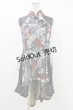 画像1: Qutie Frash / チャイナチュニック  黒×赤 H-25-12-09-1020-QU-TO-KB-ZH