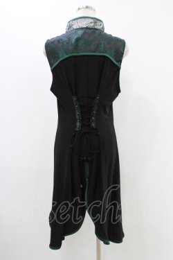 画像2: Qutie Frash / チャイナチュニック  黒×グリーン H-25-12-09-1021-QU-TO-KB-ZH