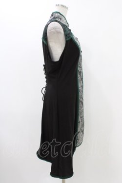 画像3: Qutie Frash / チャイナチュニック  黒×グリーン H-25-12-09-1021-QU-TO-KB-ZH