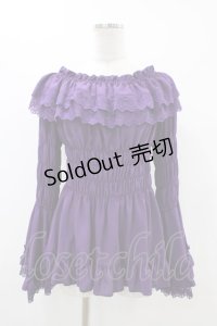 ATELIER PIERROT / Shirring princess sleeve blouse  パープル H-25-12-09-1023-EL-BL-KB-ZH