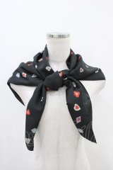 Jane Marple Dans Le Salon / Playing cardsスカーフ  ブラック H-25-12-09-1003-JM-ZA-KB-ZH