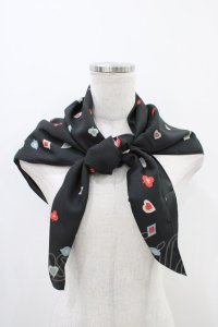 Jane Marple Dans Le Salon / Playing cardsスカーフ  ブラック H-25-12-09-1003-JM-ZA-KB-ZH