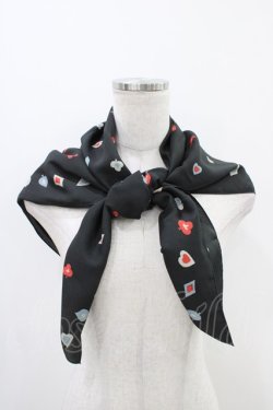 画像1: Jane Marple Dans Le Salon / Playing cardsスカーフ  ブラック H-25-12-09-1003-JM-ZA-KB-ZH