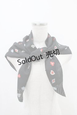 画像1: Jane Marple Dans Le Salon / Playing cardsスカーフ  ブラック H-25-12-09-1003-JM-ZA-KB-ZH