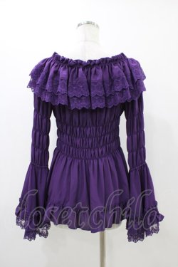 画像2: ATELIER PIERROT / Shirring princess sleeve blouse  パープル H-25-12-09-1023-EL-BL-KB-ZH