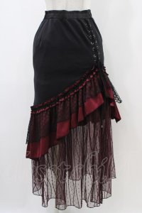 Qutie Frash / マーメイドロングスカート  黒×赤 H-25-12-09-1029-QU-SK-KB-ZH