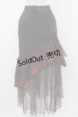画像1: Qutie Frash / マーメイドロングスカート  黒×赤 H-25-12-09-1029-QU-SK-KB-ZH