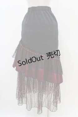 画像2: Qutie Frash / マーメイドロングスカート  黒×赤 H-25-12-09-1029-QU-SK-KB-ZH