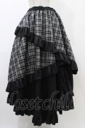 Qutie Frash / タータンチェックフリルロングスカート  ブラック H-25-12-09-1031-QU-SK-KB-ZH