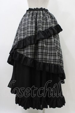 画像2: Qutie Frash / タータンチェックフリルロングスカート  ブラック H-25-12-09-1031-QU-SK-KB-ZH