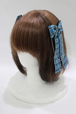 画像1: Jamie エーエヌケー / チェックリボンクリップ  ブルー H-25-12-09-061-LO-AC-NS-ZH