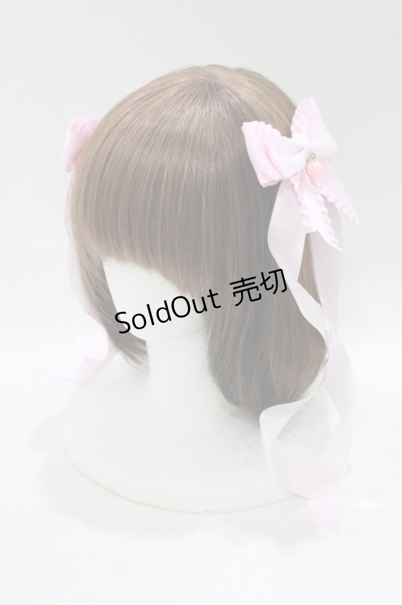 画像1: LOTUS ribbon / いちごツインリボンバレッタ  ピンク H-25-12-09-063-EL-AC-NS-ZH (1)