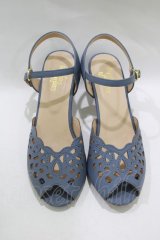 an another angelus / レースカットワークサンダル L サックス H-25-12-09-081-CA-SH-NS-ZH