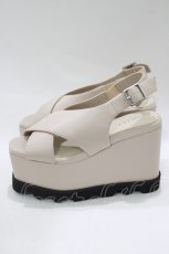 画像2: EATME / ロゴクロスウェッジサンダル S ベージュ H-25-12-09-082-LO-SH-NS-ZH (2)