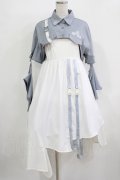 森女部落（海外ロリータブランド） / セパレートシャツ付きジャンパースカート L グレー/オフ H-25-12-09-007-PU-OP-NS-ZH