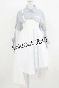 森女部落（海外ロリータブランド） / セパレートシャツ付きジャンパースカート L グレー/オフ H-25-12-09-007-PU-OP-NS-ZH