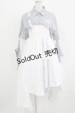 画像1: 森女部落（海外ロリータブランド） / セパレートシャツ付きジャンパースカート L グレー/オフ H-25-12-09-007-PU-OP-NS-ZH