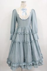 Innocent World / 大人アリススタンドカラーワンピース M グレイッシュサックス×生成/Grayish sax×Beige H-25-12-09-008-IW-OP-NS-ZH