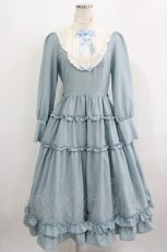 画像1: Innocent World / 大人アリススタンドカラーワンピース M グレイッシュサックス×生成/Grayish sax×Beige H-25-12-09-008-IW-OP-NS-ZH (1)