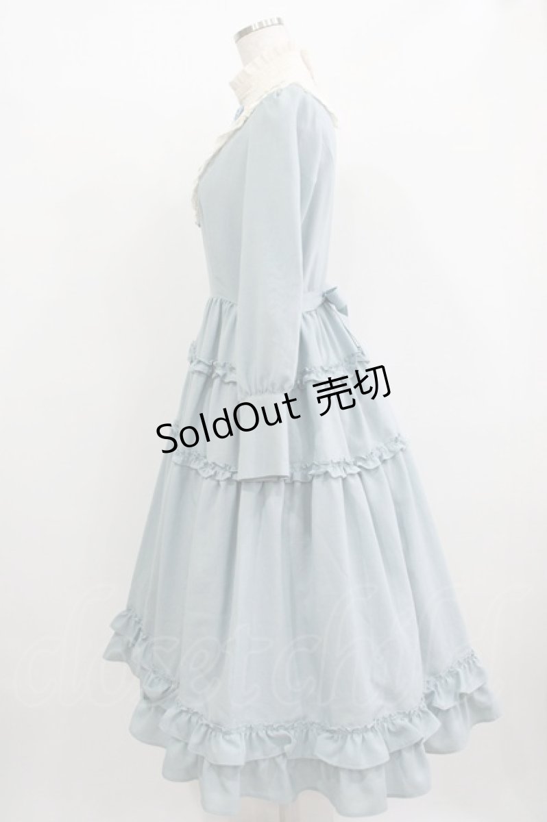 画像2: Innocent World / 大人アリススタンドカラーワンピース M グレイッシュサックス×生成/Grayish sax×Beige H-25-12-09-008-IW-OP-NS-ZH (2)