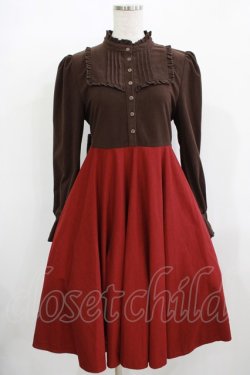 画像1: Favorite / チョコレート＆クランベリーsweetワンピース M~L ブラウン/ボルドー H-25-12-09-015-LO-OP-NS-ZH