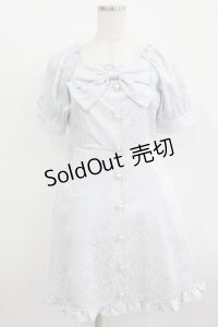 Ank Rouge / フロントリボンJQパフワンピース M サックス H-25-12-09-018-CA-OP-NS-ZH