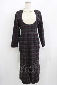 an another angelus / オーバルヨーク切替マーメイドチェックワンピース Free GRAY×PU H-25-12-09-021-CA-OP-NS-ZH