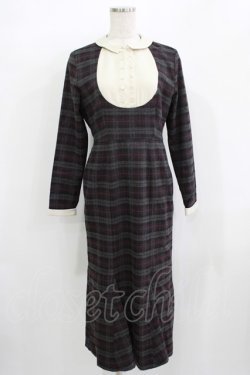 画像1: an another angelus / オーバルヨーク切替マーメイドチェックワンピース Free GRAY×PU H-25-12-09-021-CA-OP-NS-ZH
