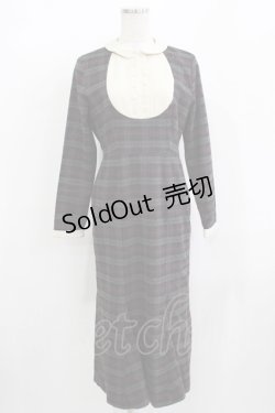 画像1: an another angelus / オーバルヨーク切替マーメイドチェックワンピース Free GRAY×PU H-25-12-09-021-CA-OP-NS-ZH