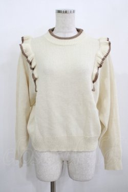 画像1: Fi.n.t / ショルダーフリルニットプルオーバー Free OFF×BR H-25-12-09-022-CA-TO-NS-ZH