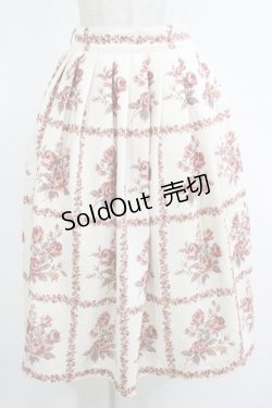 画像1: Fi.n.t / ローズパネル柄タックスカート Free beige×red H-25-12-10-028-CA-SK-NS-ZH