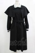 melume / maki/レース襟2wayケープコート M ブラック H-25-12-10-035-GO-CO-NS-ZH