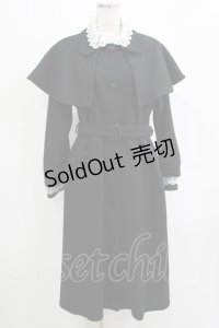 melume / maki/レース襟2wayケープコート M ブラック H-25-12-10-035-GO-CO-NS-ZH