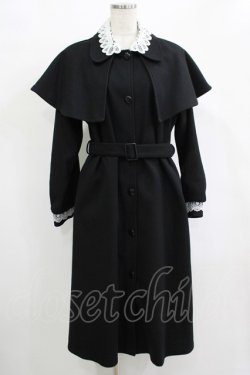 画像1: melume / maki/レース襟2wayケープコート M ブラック H-25-12-10-035-GO-CO-NS-ZH