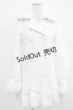 画像1: DearMyLove / ファー襟コート M ホワイト H-25-12-10-040-EL-CO-NS-ZH