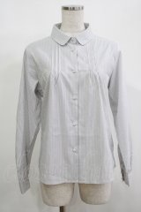 F i.n.t / ロゴリボンタイ付きピンタックブラウス Free OFF×BL H-25-12-10-043-CA-BL-NS-ZH