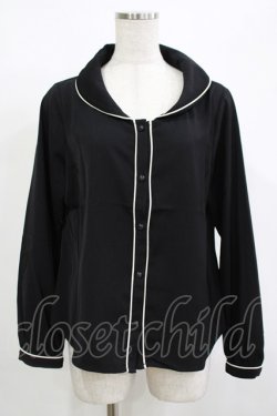 画像1: an another angelus / パイピング使いショールカラーブラウス Free BLACK H-25-12-10-046-CA-BL-NS-ZH