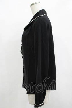 画像2: an another angelus / パイピング使いショールカラーブラウス Free BLACK H-25-12-10-046-CA-BL-NS-ZH